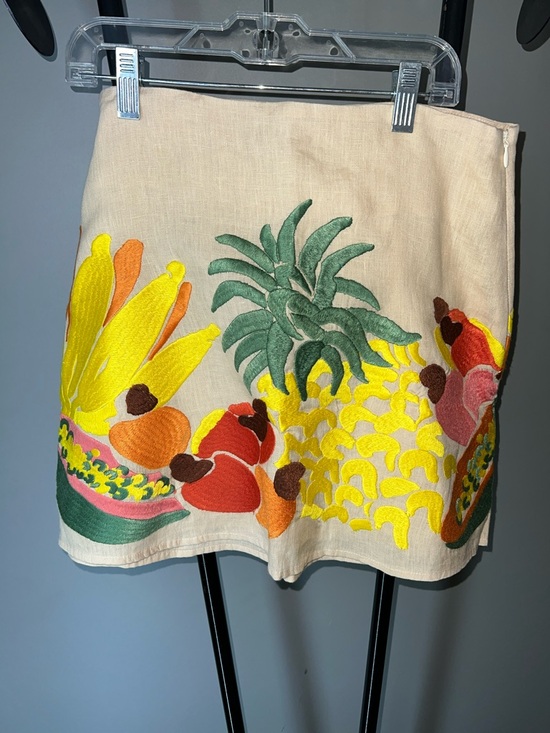 FARM Rio Dresses & Skirts - FARM Rio Cream Mini Skirt with Yellow, Green and Orange Fruit Embroidery